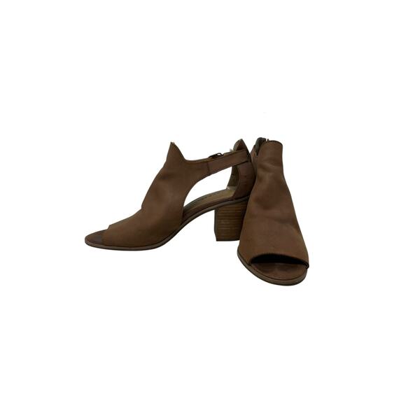 Lucky Brand Brown Suede Leather Open Toe Heeled Shoes size 8M - Picture 14 of 16